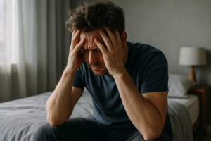 Illustration af for mange tanker i hovedet