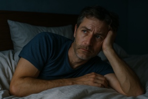 Illustration af vågner om natten og kan ikke sove igen